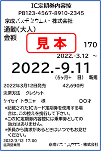 IC定期券内容控見本