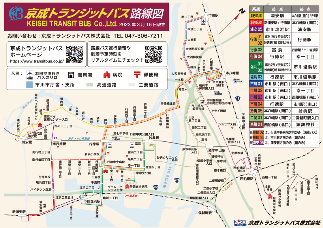 京成トランジットバス路線図　2023年3月16日