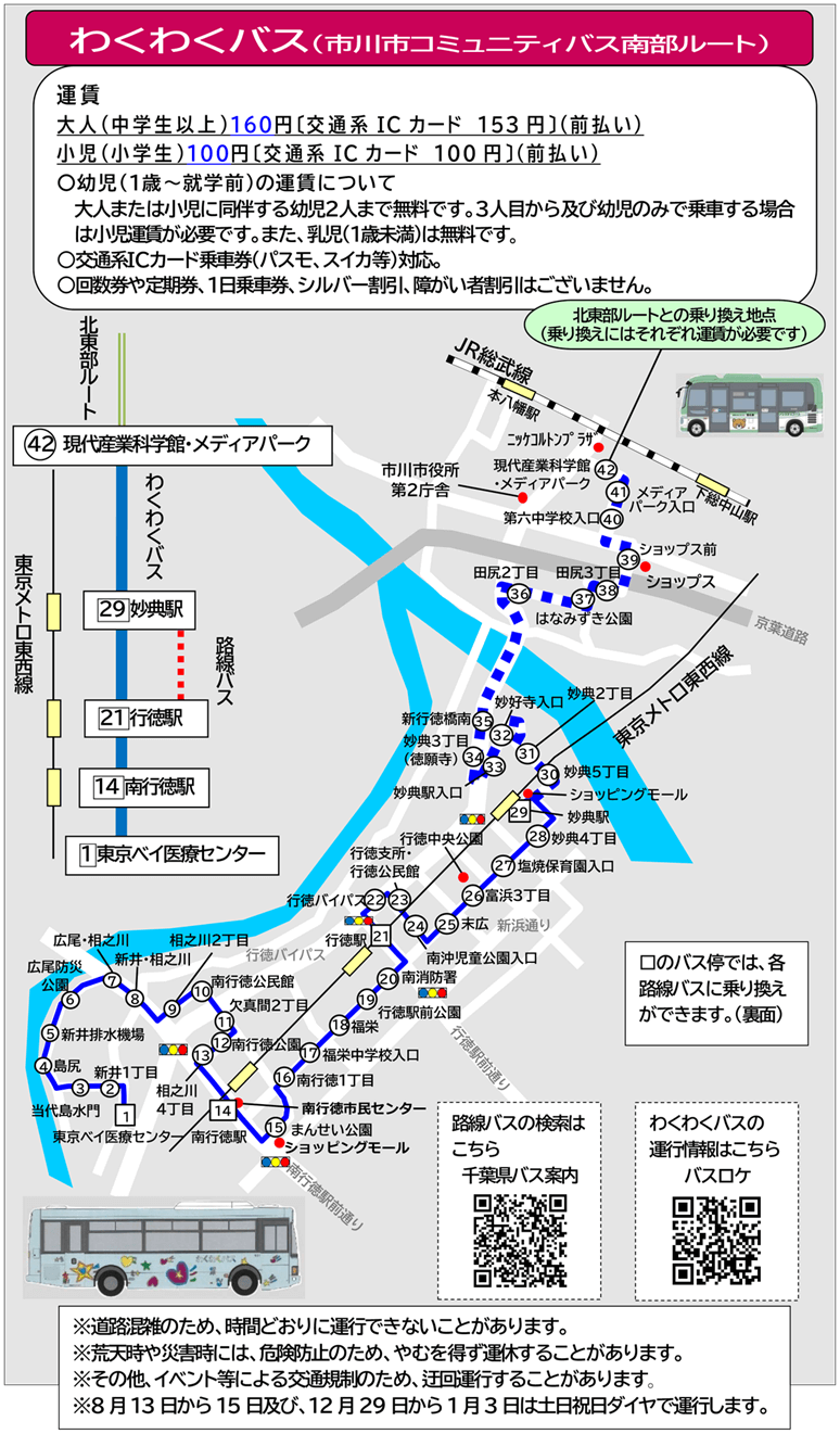 わくわくバス路線図（令和2年3月16日から）